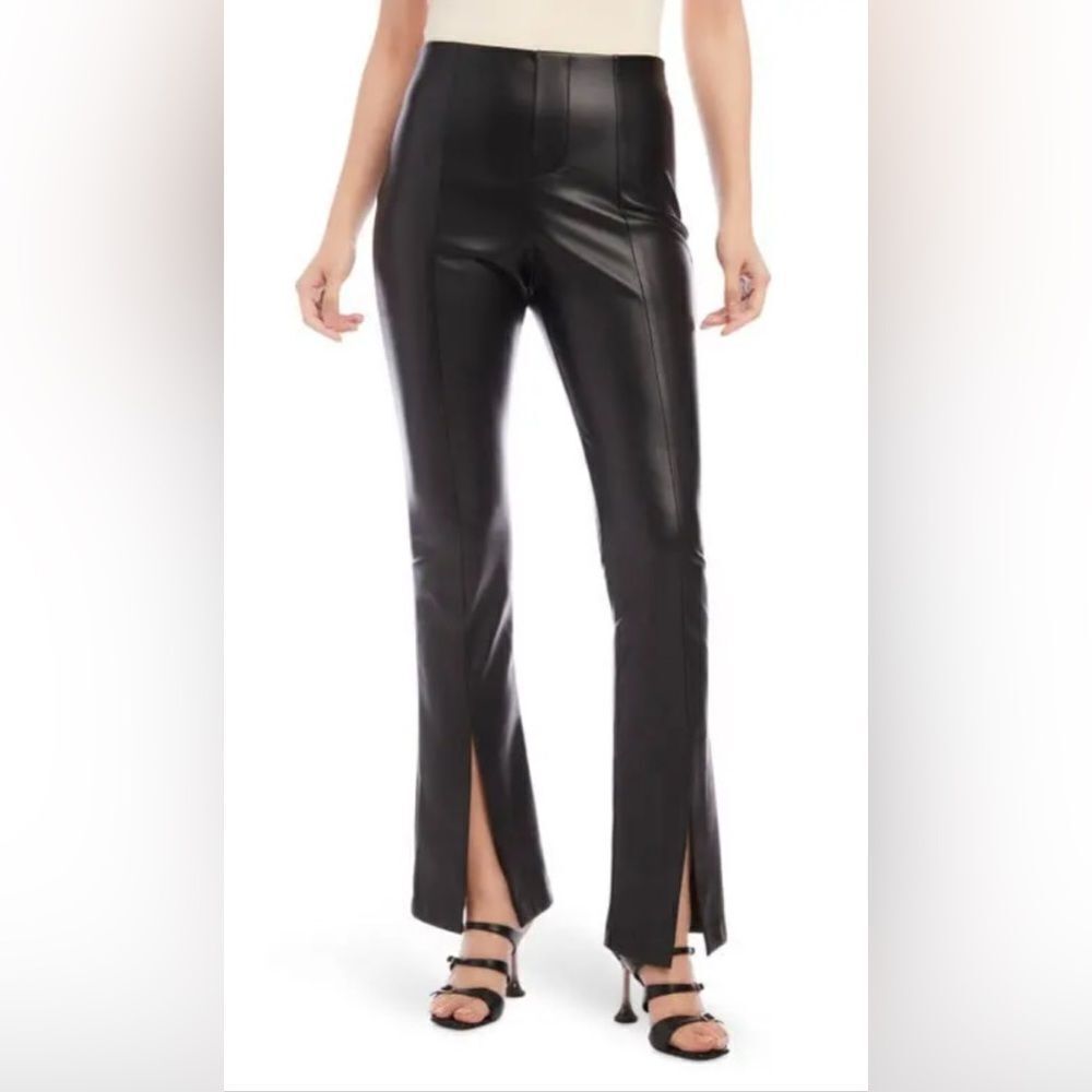 FIFTEEN TWENTY Slit Hem Faux Leather Pants Black XS